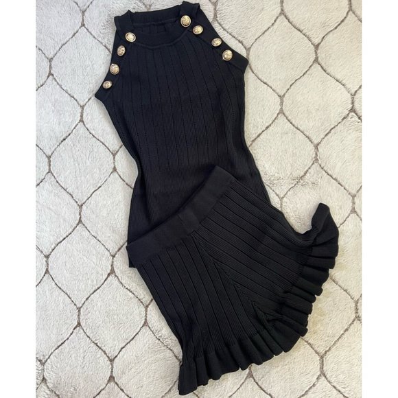 DAIMARAN Paris Women's Matching Set 2 Pieces Tank Top + Short Ruffle Black S - Picture 3 of 11